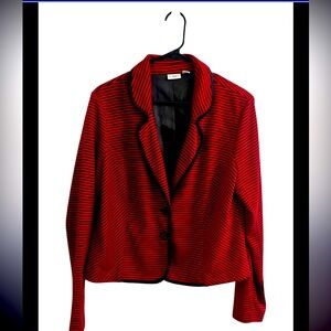 Women's Black and Red Striped Cropped Blazer Size XL‎